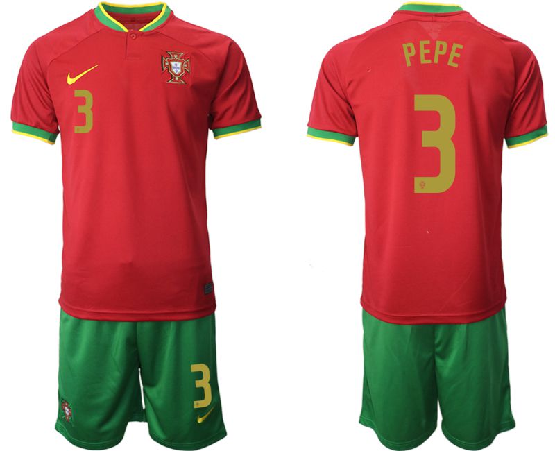 Men 2022 World Cup National Team Portugal home red #3 Soccer Jerseys->japan jersey->Soccer Country Jersey